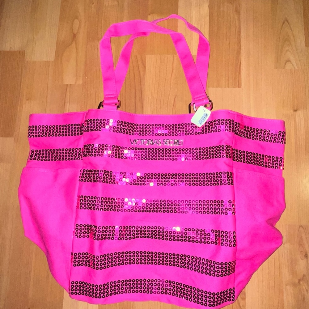 NEW Victoria's Secret Women Large Pink
Sequin Tote Bag.
